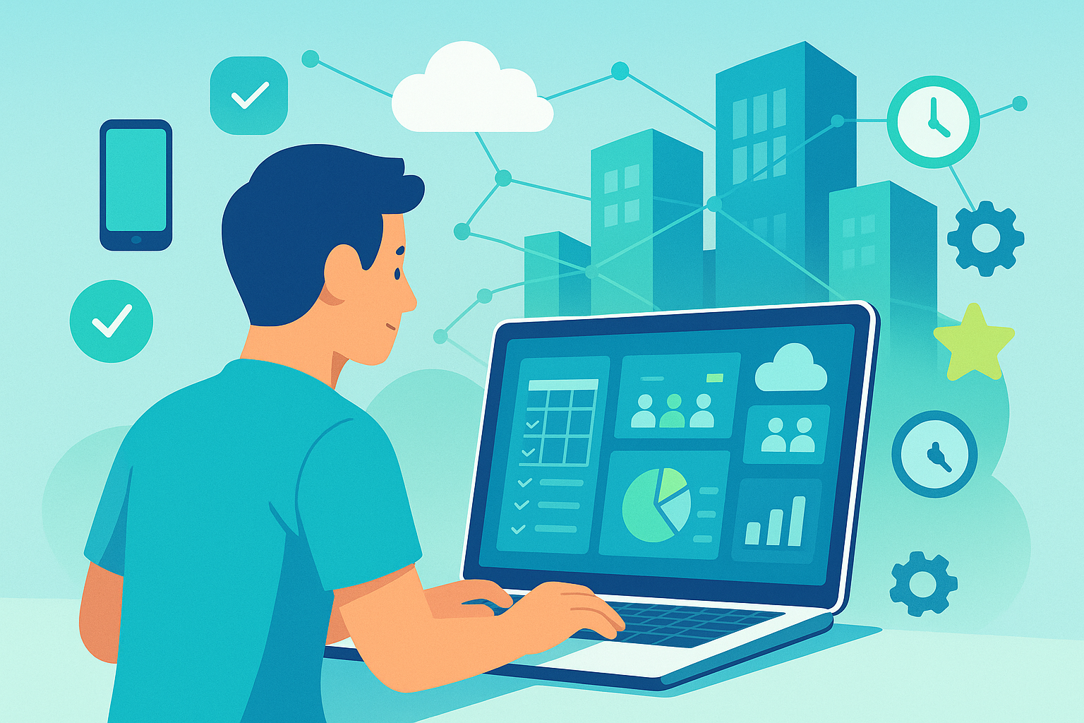 Illustration: Die 5 wichtigsten Features einer Reinigungssoftware im Jahr 2025